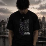 Black Panther Split Graphic Premium Black T-Shirt - Image 4