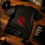 Red Typography Premium Black T-Shirt - Image 3