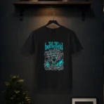 Battlefield – Electric Cyan Skull Premium Black T-Shirt - Image 3