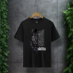 Black Panther Split Graphic Premium Black T-Shirt - Image 3