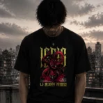 Crimson Monarch Premium Black T-Shirt - Image 2