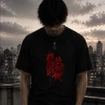 Red Typography Premium Black T-Shirt - Image 2