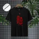Red Typography Premium Black T-Shirt