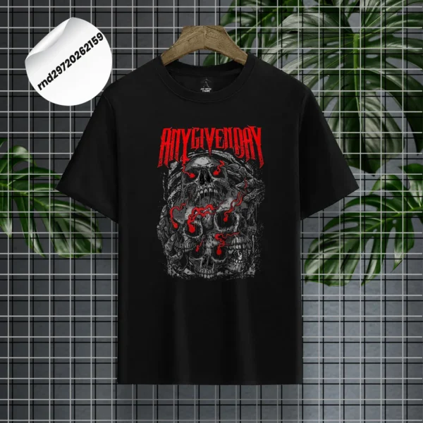 Any Given Day - Skull Graphic Metal T-Shirt (Black)